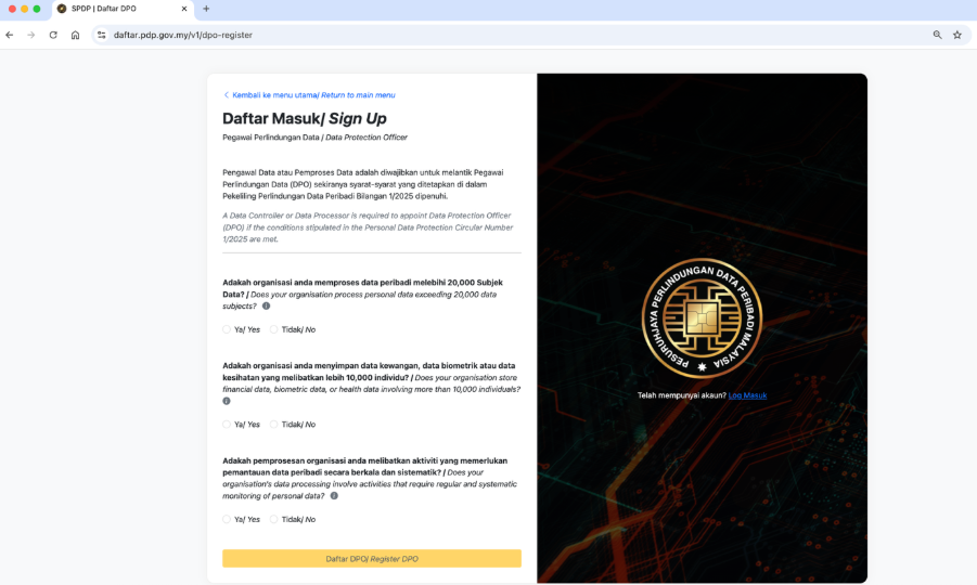Guide To DPO Registration In Malaysia step 1